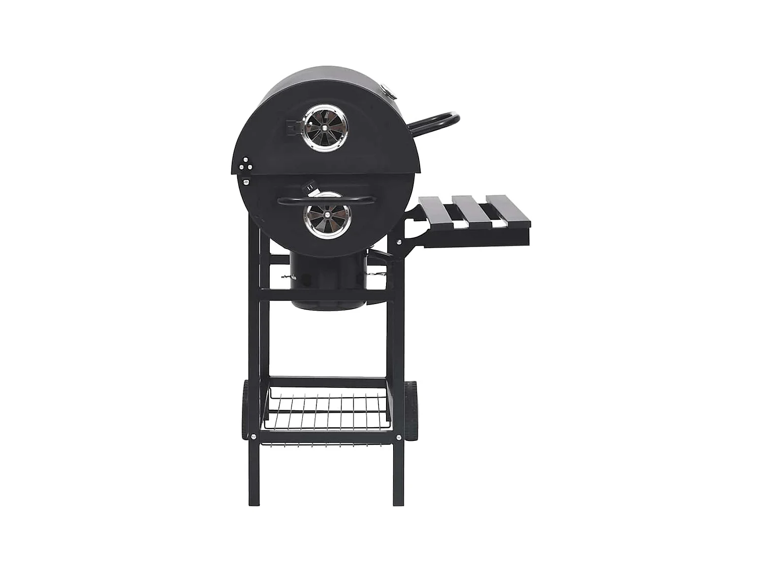 Gril à baril avec roues et étagères Noir Acier 115x85x95 cm