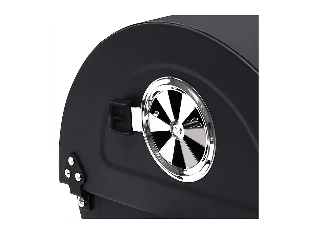 Gril à baril avec roues et étagères Noir Acier 115x85x95 cm