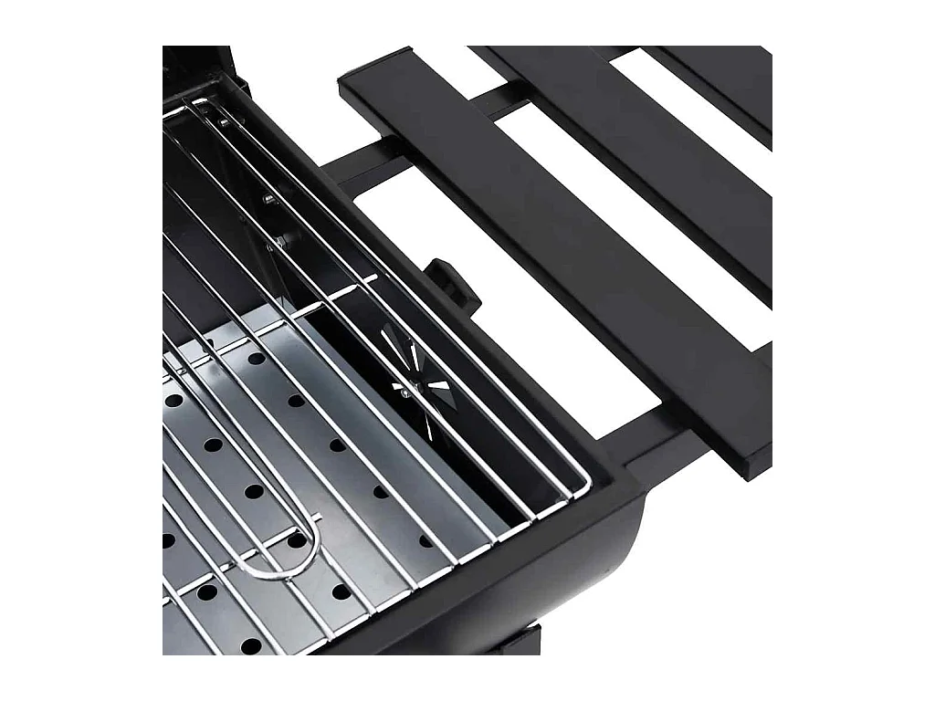 Gril à baril avec roues et étagères Noir Acier 115x85x95 cm