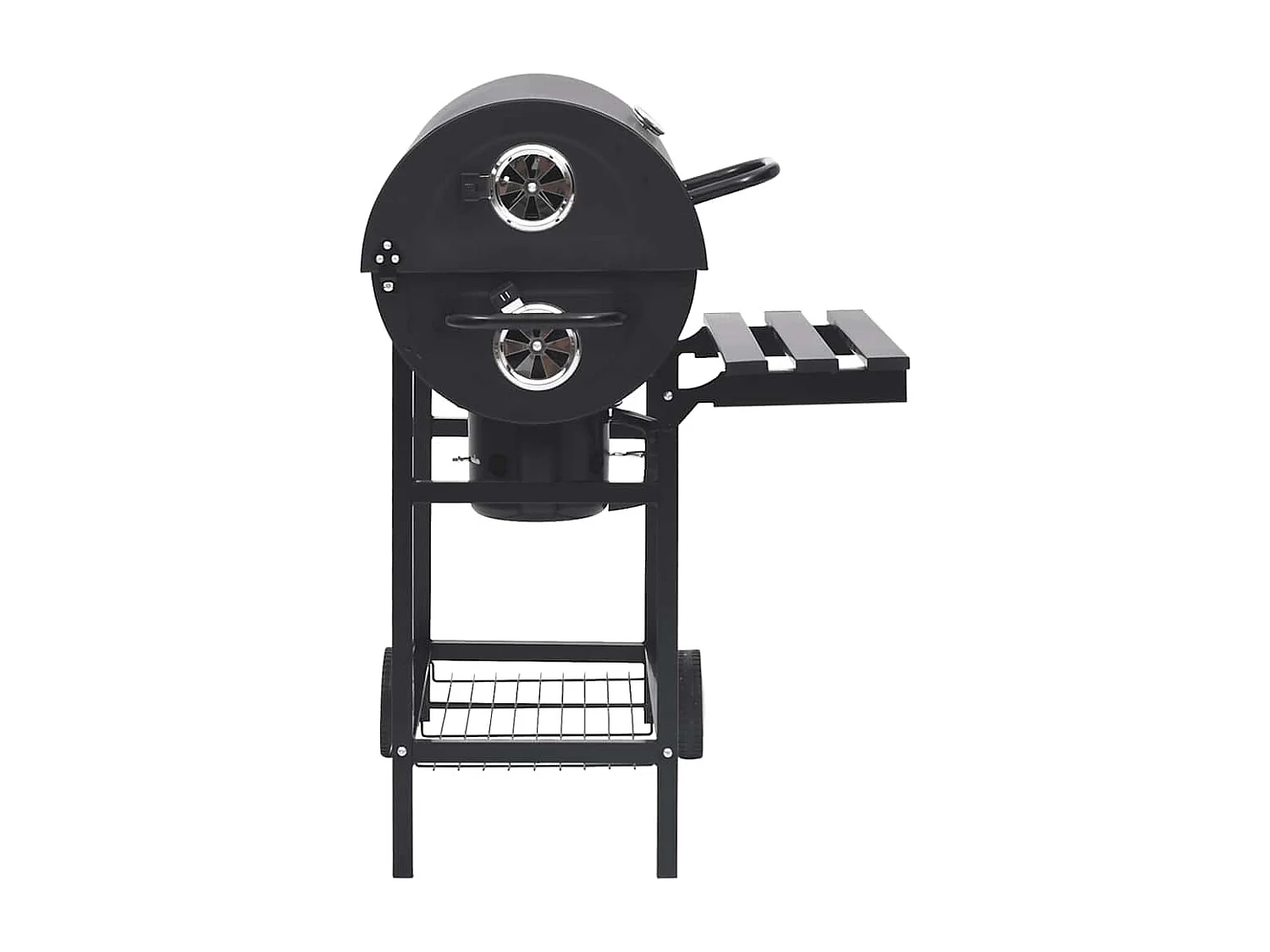 Gril à baril avec roues et étagères Noir Acier 115x85x95 cm