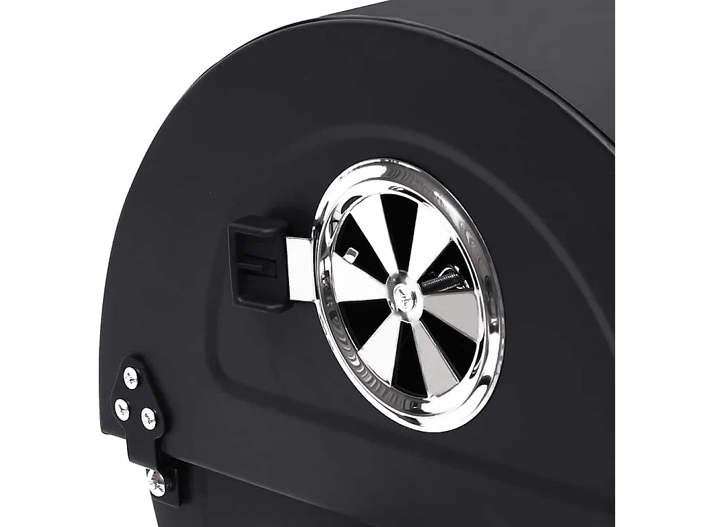 Gril à baril avec roues et étagères Noir Acier 115x85x95 cm