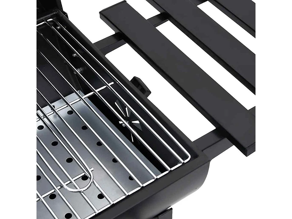 Gril à baril avec roues et étagères Noir Acier 115x85x95 cm