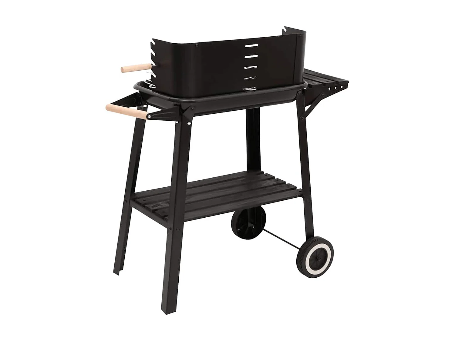 Barbecue au charbon de bois avec roues noir acier