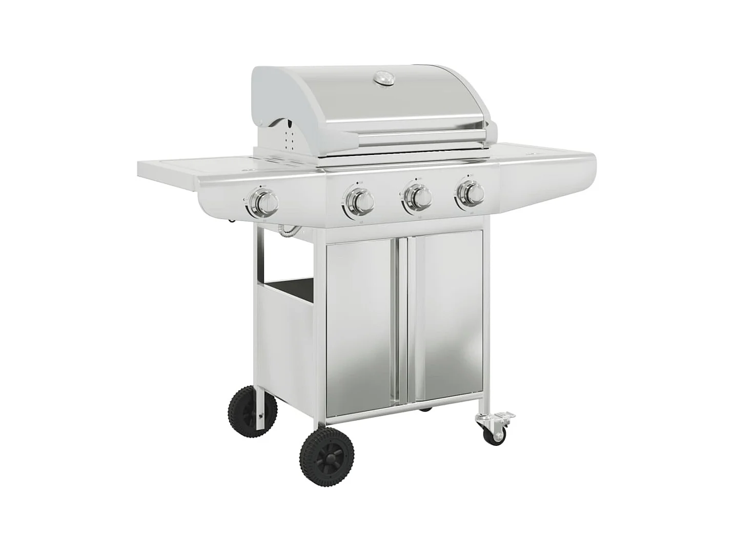 Barbecue gril à gaz avec 4 brûleurs argenté acier inoxydable