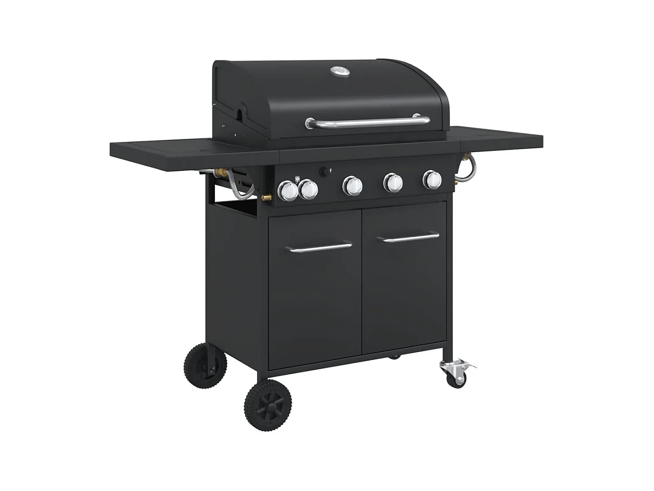 Gasbarbecue met 5 branders gepoedercoat staal zwart