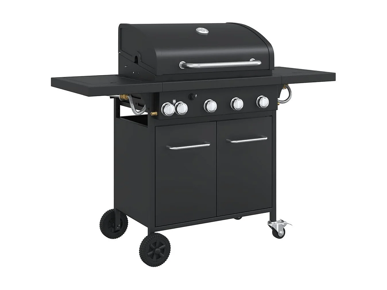 Gasbarbecue met 5 branders gepoedercoat staal zwart