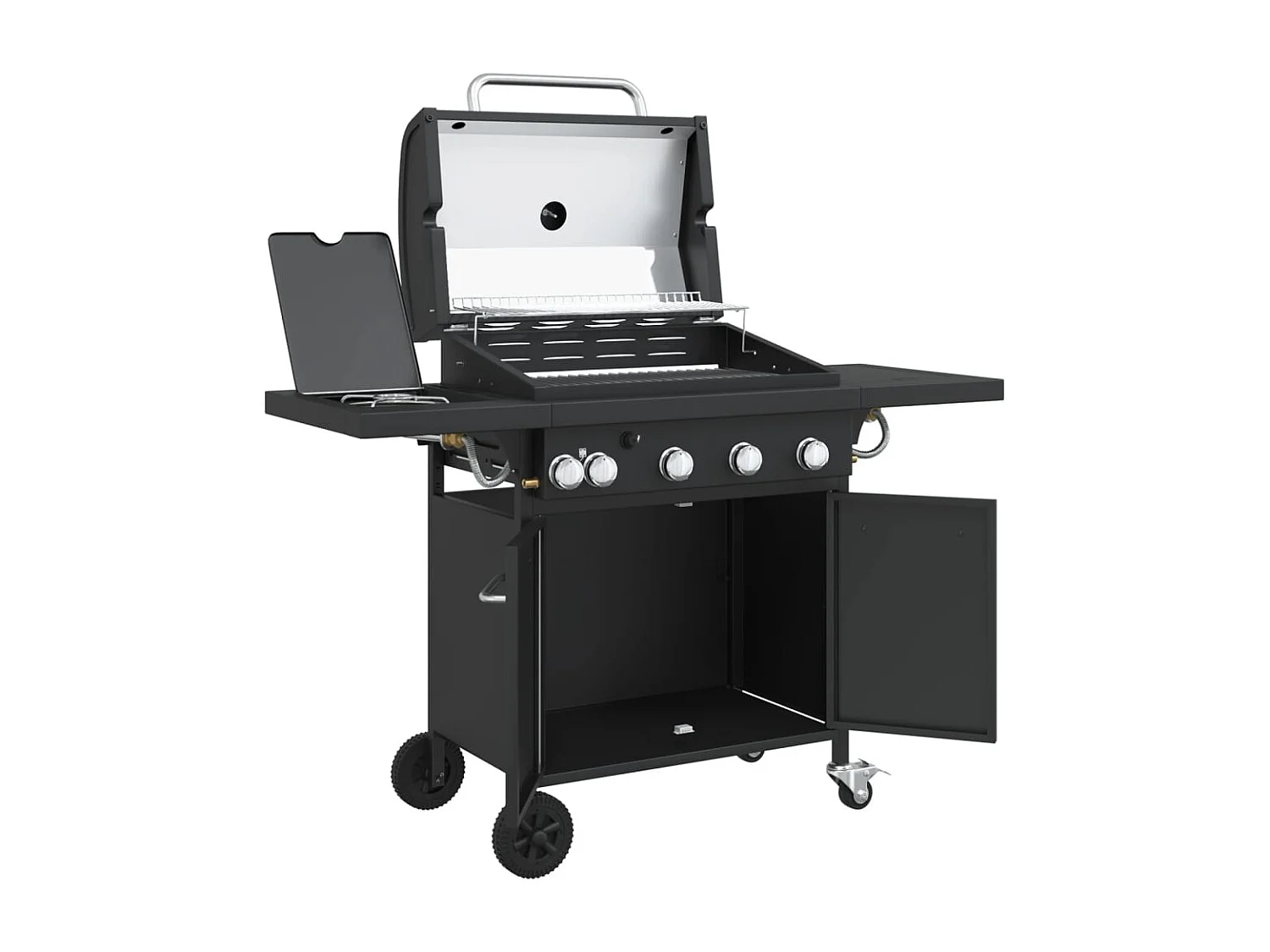 Gasbarbecue met 5 branders gepoedercoat staal zwart