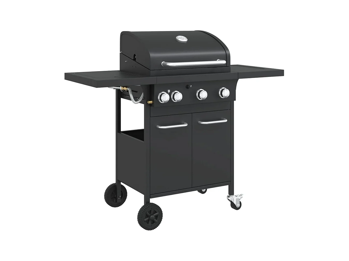 Gasbarbecue met 4 branders gepoedercoat staal zwart