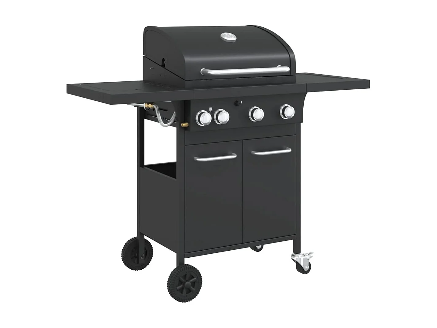 Gasbarbecue met 4 branders gepoedercoat staal zwart