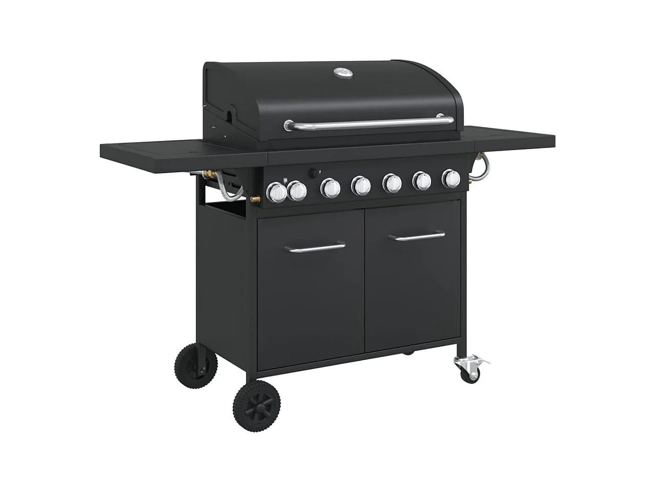 Gasbarbecue met 7 branders gepoedercoat staal zwart