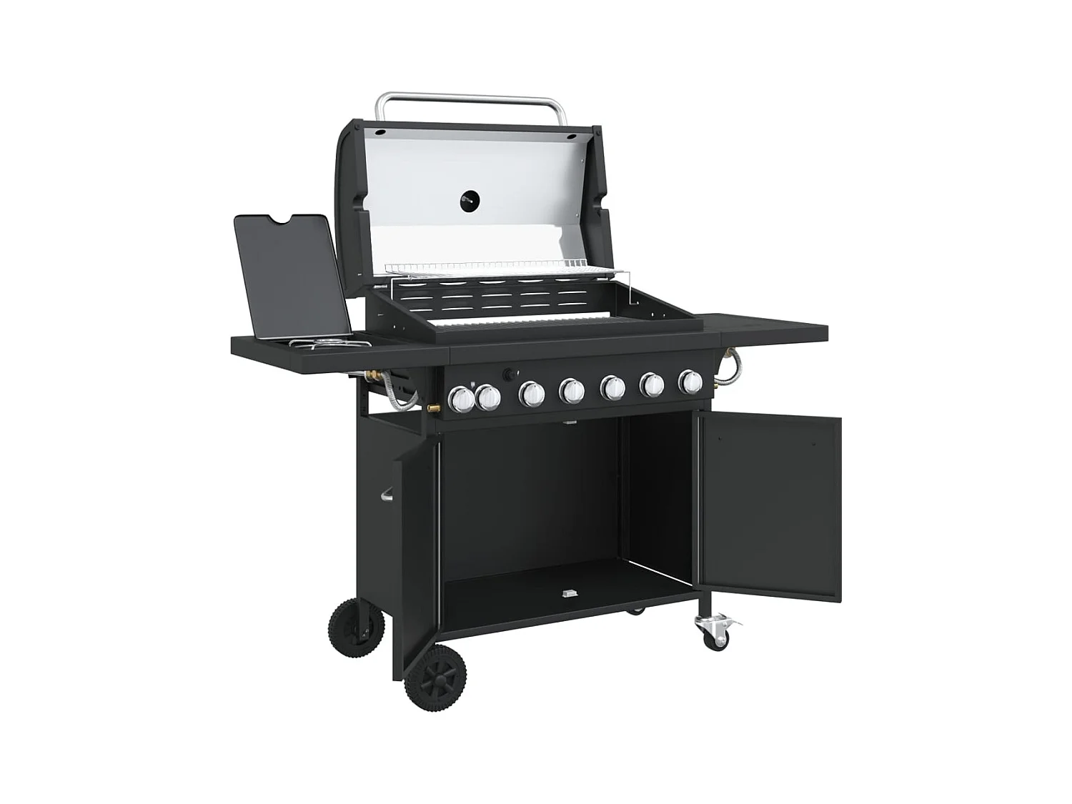 Gasbarbecue met 7 branders gepoedercoat staal zwart