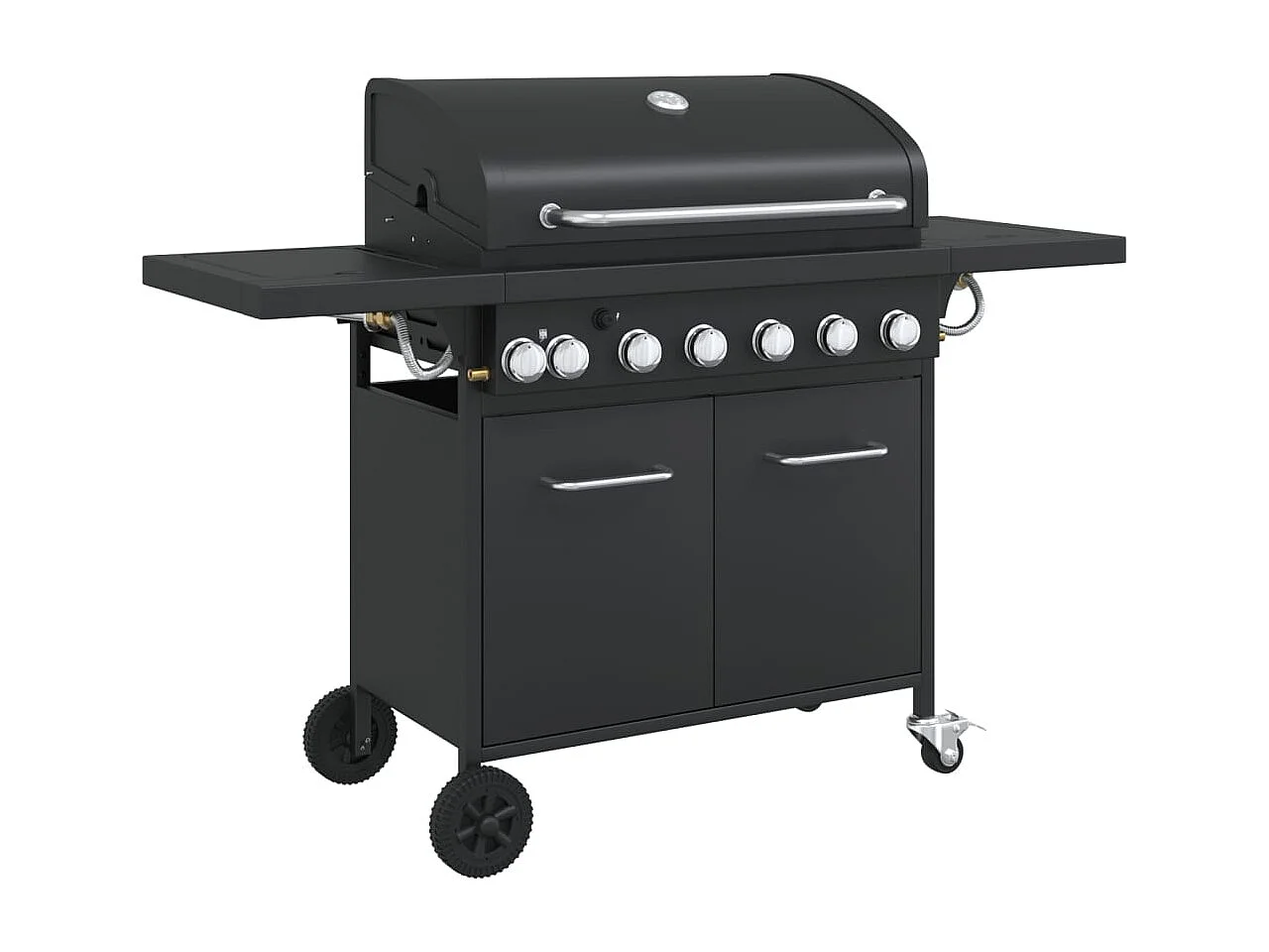 Gasbarbecue met 7 branders gepoedercoat staal zwart