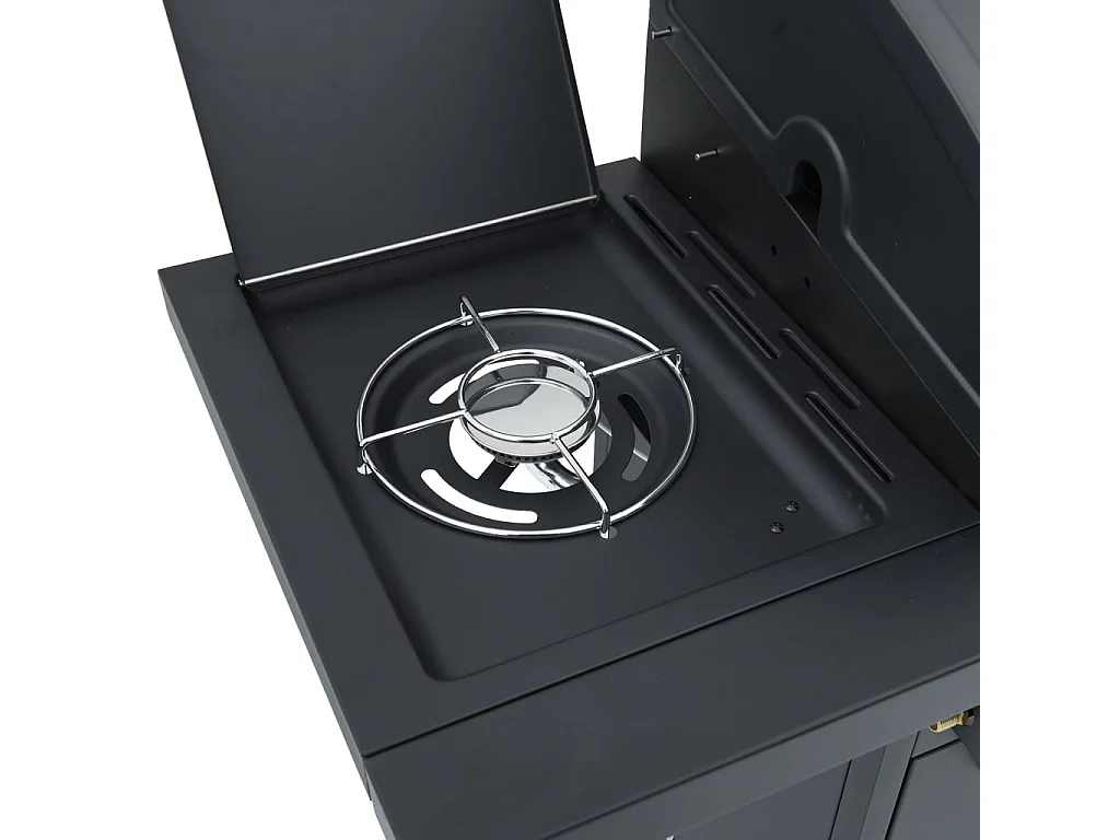 Gasbarbecue met 7 branders gepoedercoat staal zwart