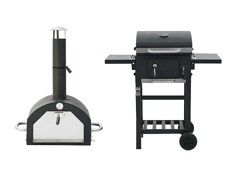 Horno para pizza y barbacoa al aire libre 3 en 1 negro