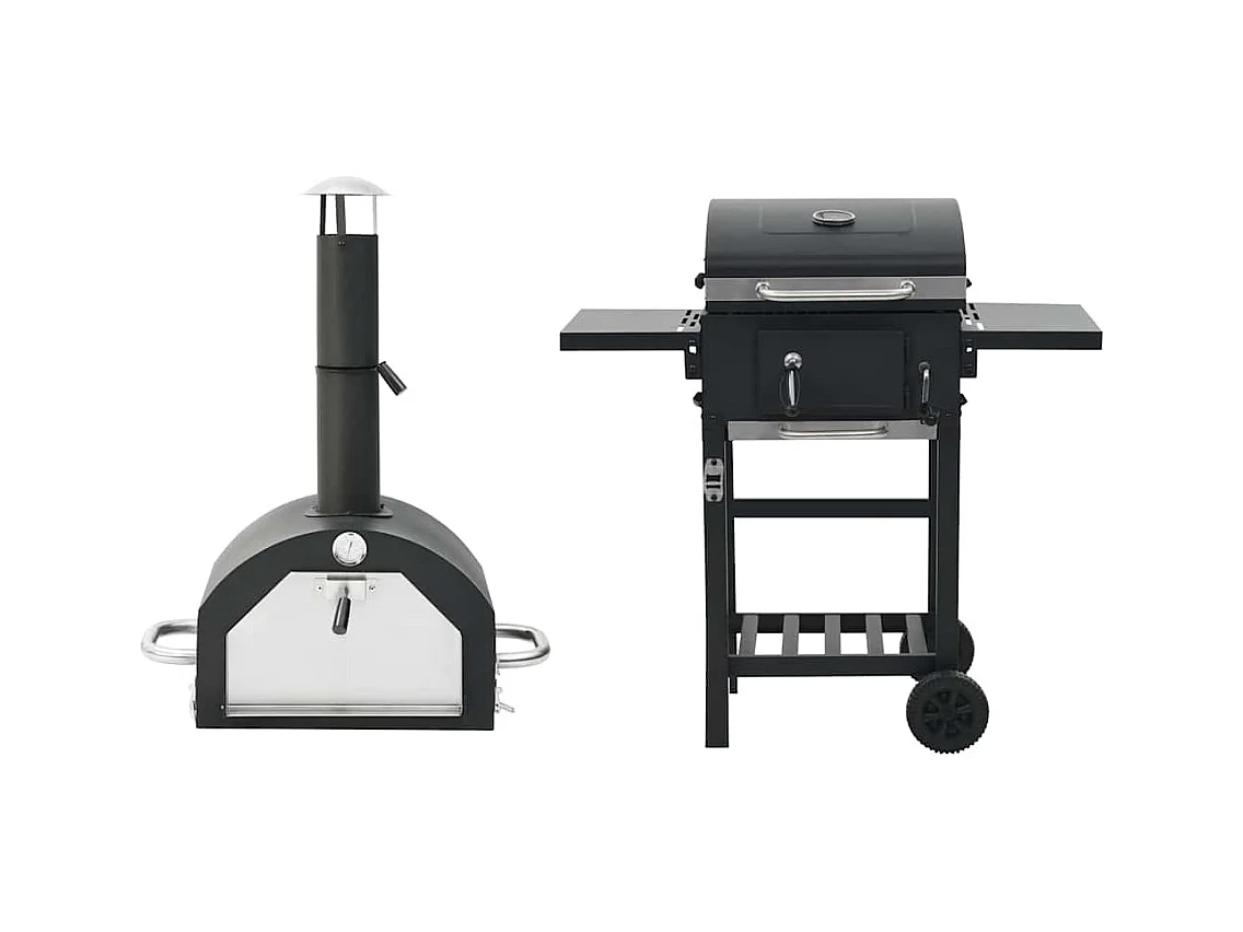 Horno para pizza y barbacoa al aire libre 3 en 1 negro