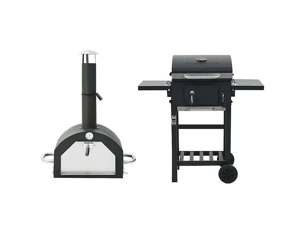 Four à pizza et barbecue d'extérieur 3 en 1 Noir