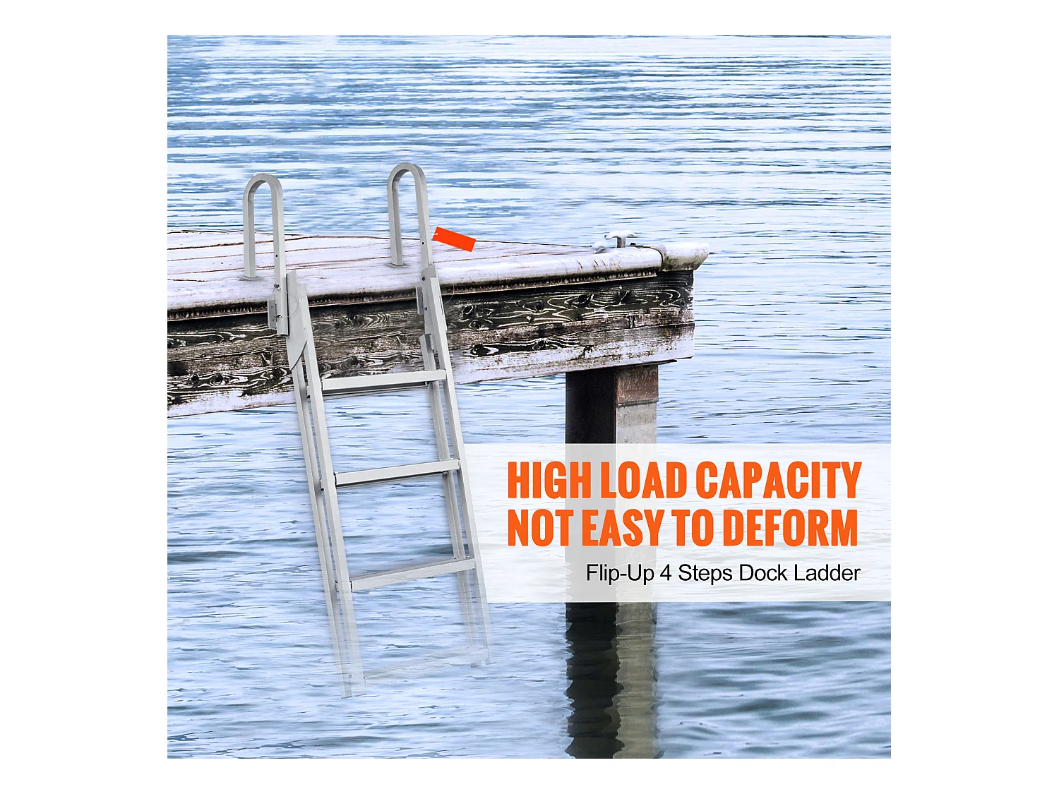 Échelle de Quai Rabattable en Aluminium SucceBuy, 4 Marches, Capacité de 159 kg, pour Embarquement à Bord de Bateaux, Lacs, Piscines