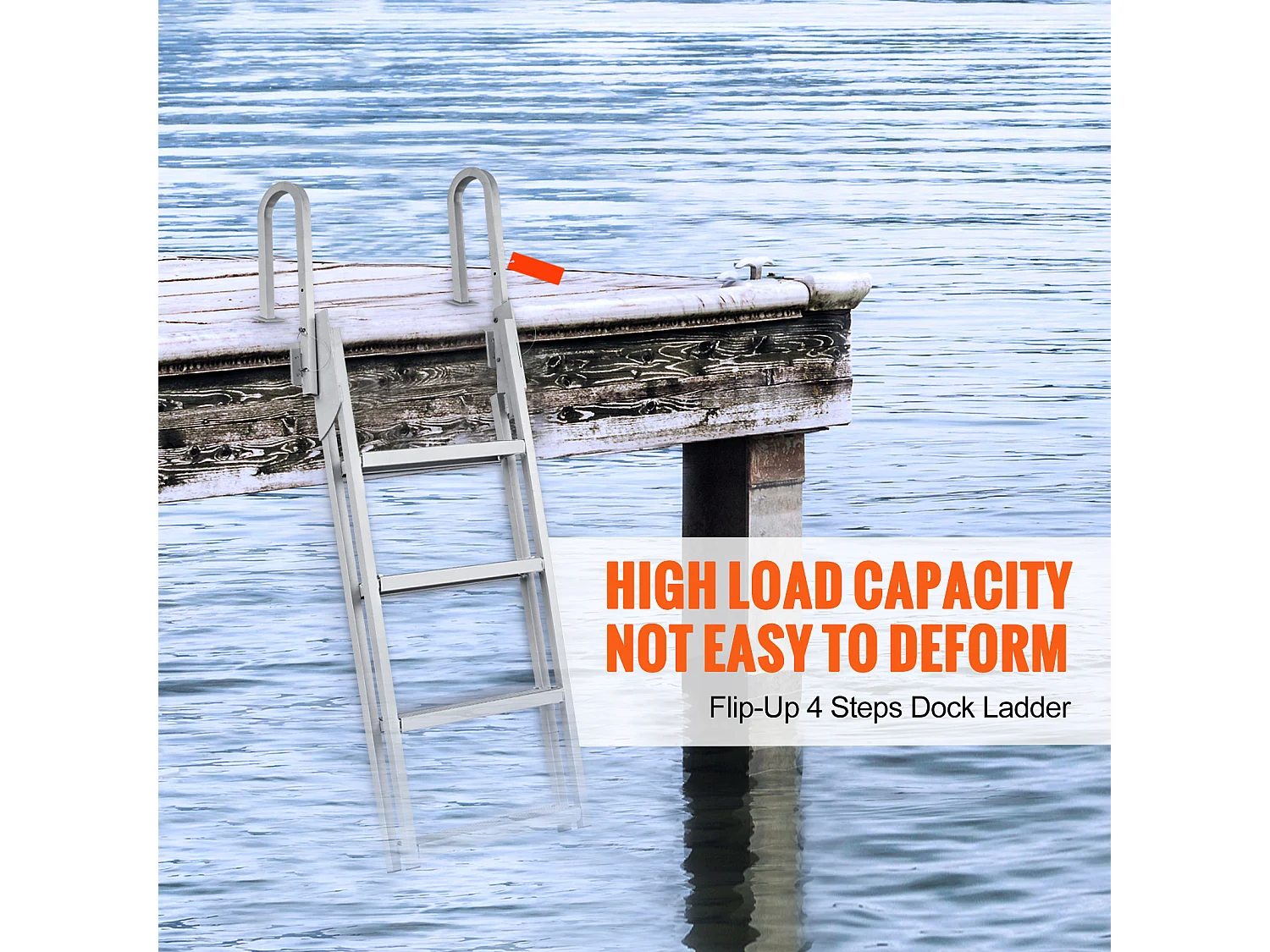 Échelle de Quai Rabattable en Aluminium SucceBuy, 4 Marches, Capacité de 159 kg, pour Embarquement à Bord de Bateaux, Lacs, Piscines