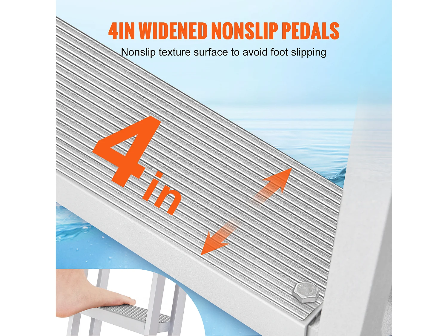 Échelle de Quai Rabattable en Aluminium SucceBuy, 4 Marches, Capacité de 159 kg, pour Embarquement à Bord de Bateaux, Lacs, Piscines