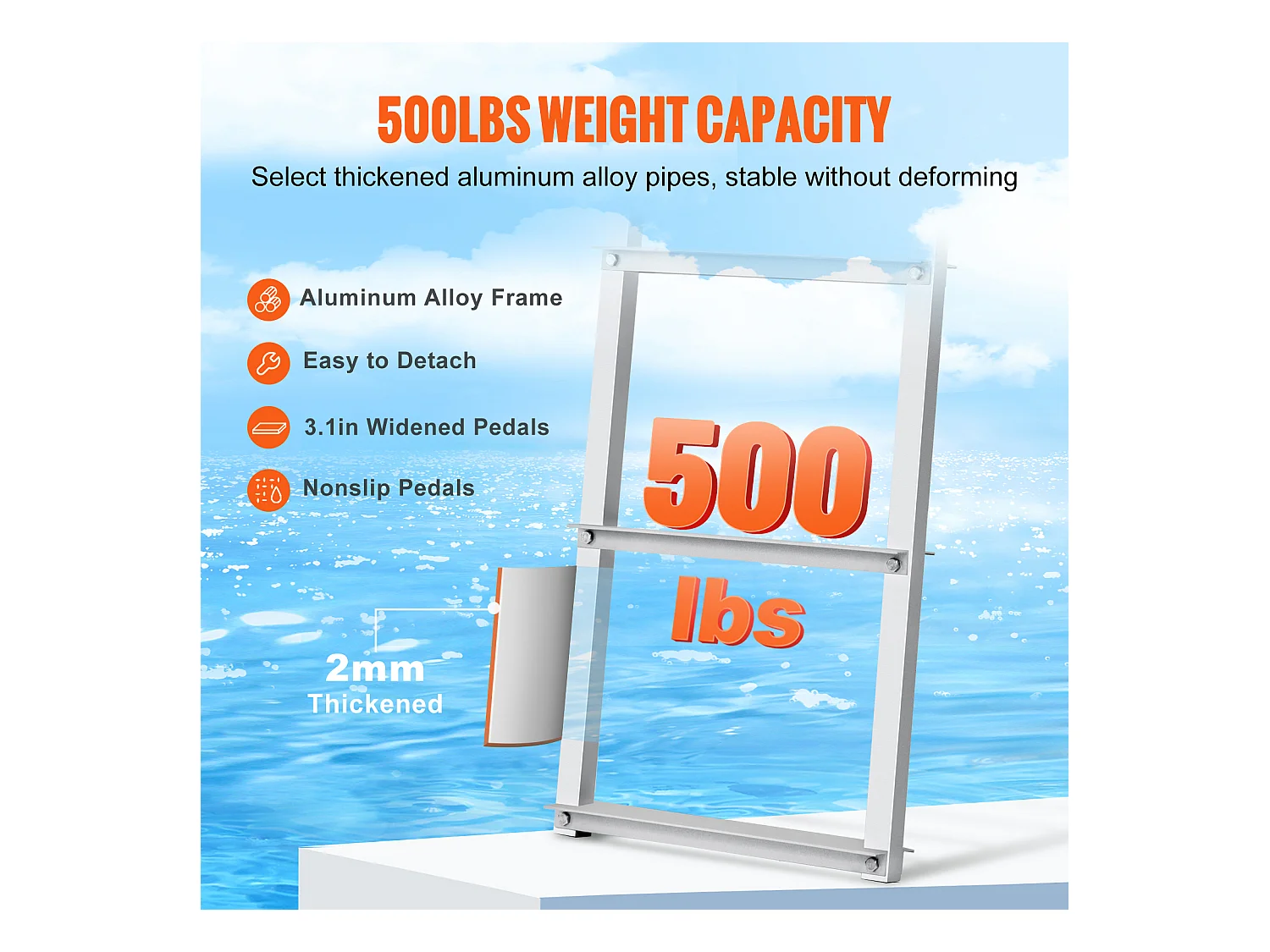 Échelle de Quai en Aluminium SucceBuy, Amovible 5 marches, Capacité de 227 kg, pour Embarquement à Bord de Bateaux, Lacs, Piscines