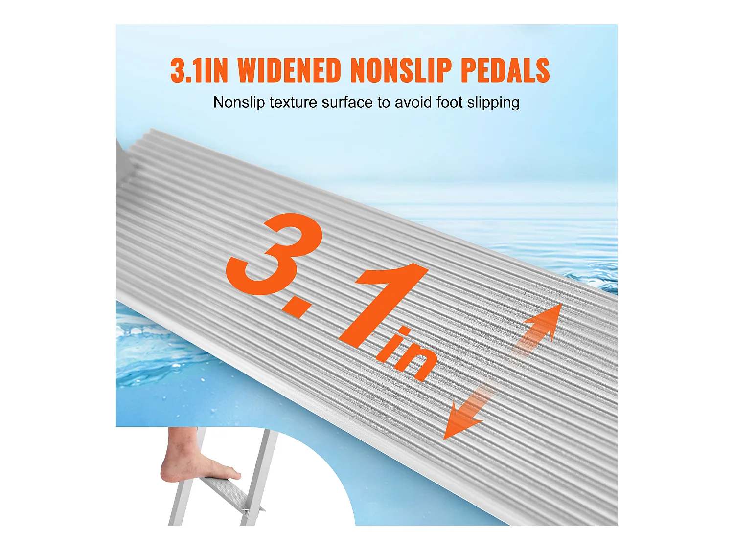 Échelle de Quai en Aluminium SucceBuy, Amovible 5 marches, Capacité de 227 kg, pour Embarquement à Bord de Bateaux, Lacs, Piscines