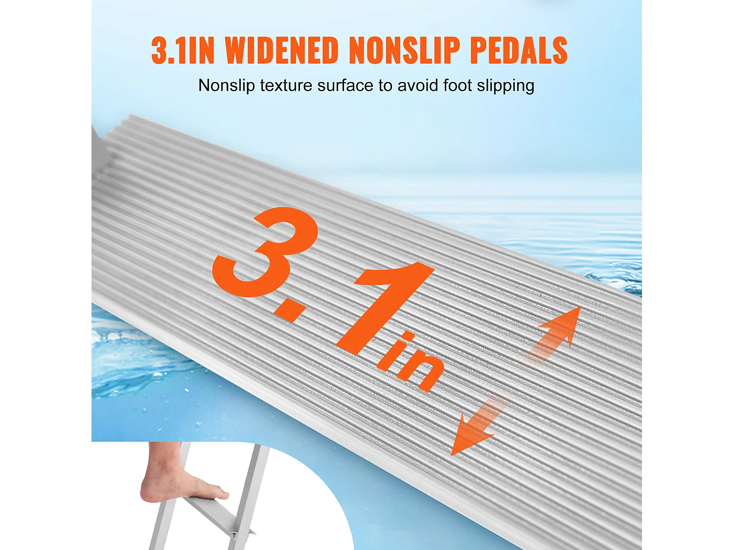 Échelle de Quai en Aluminium SucceBuy, Amovible 5 marches, Capacité de 227 kg, pour Embarquement à Bord de Bateaux, Lacs, Piscines