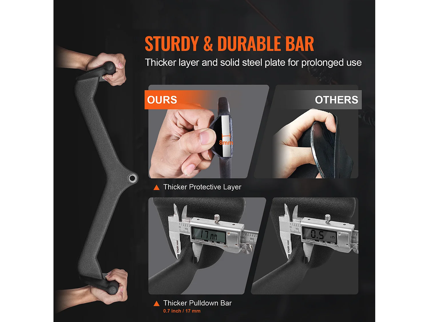 Barra de Tirón en V SucceBuy, 5 Set para Home Gym Fitness, Accesorios para Máquina de Polea Gimnasio Musculación, Acero Macizo, Negro