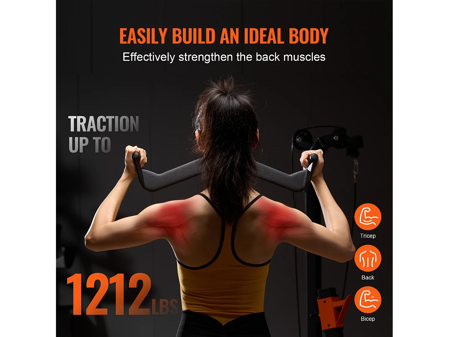 Barra de Tirón en V SucceBuy, 5 Set para Home Gym Fitness, Accesorios para Máquina de Polea Gimnasio Musculación, Acero Macizo, Negro