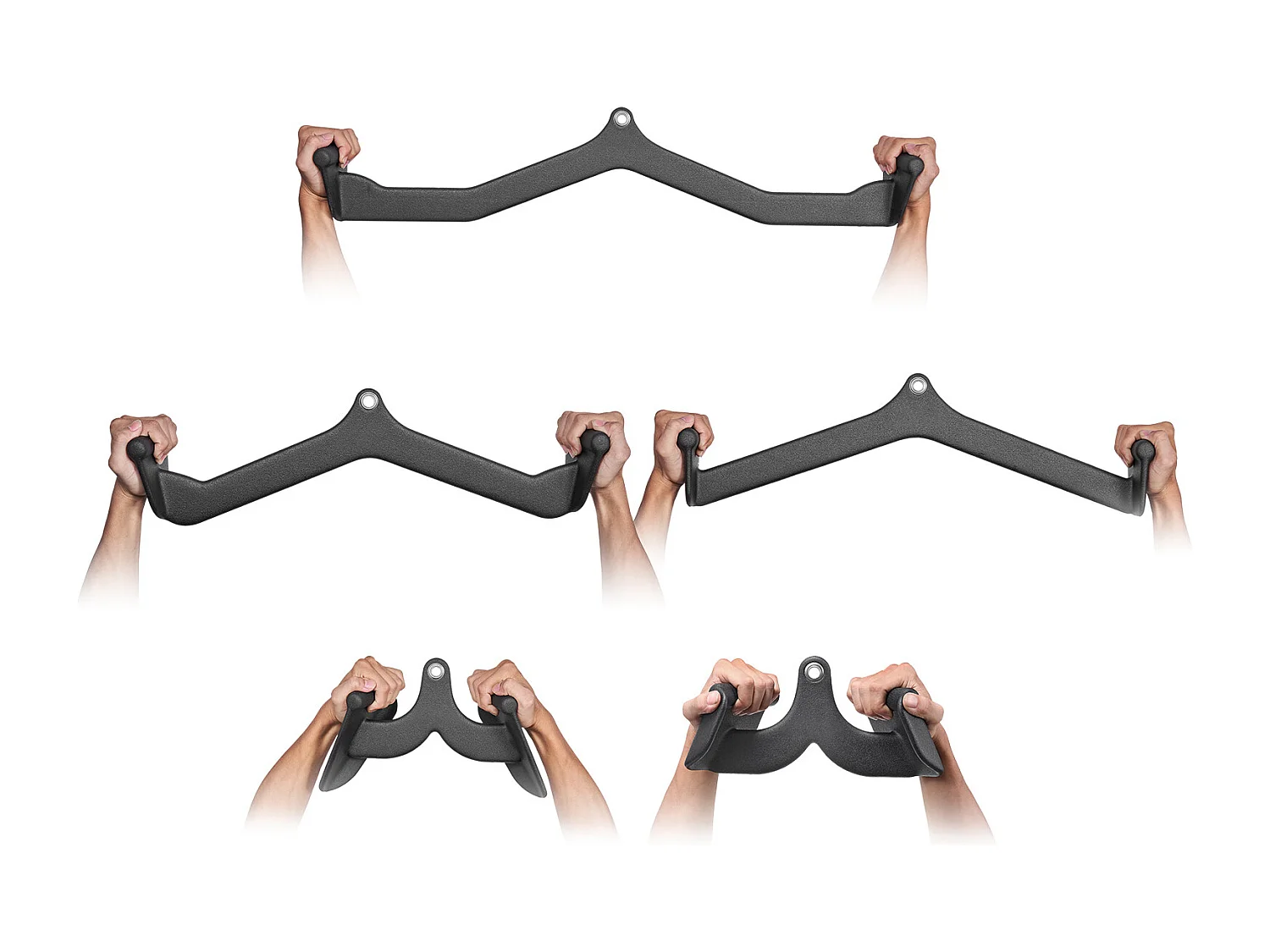 Barra de Tirón en V SucceBuy, 5 Set para Home Gym Fitness, Accesorios para Máquina de Polea Gimnasio Musculación, Acero Macizo, Negro