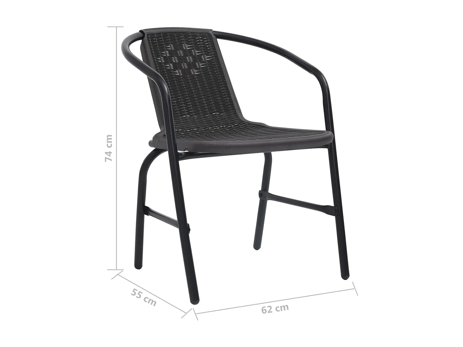 Sedie da Giardino 4 pz Nere Plastica Stile Rattan Acciaio 110kg