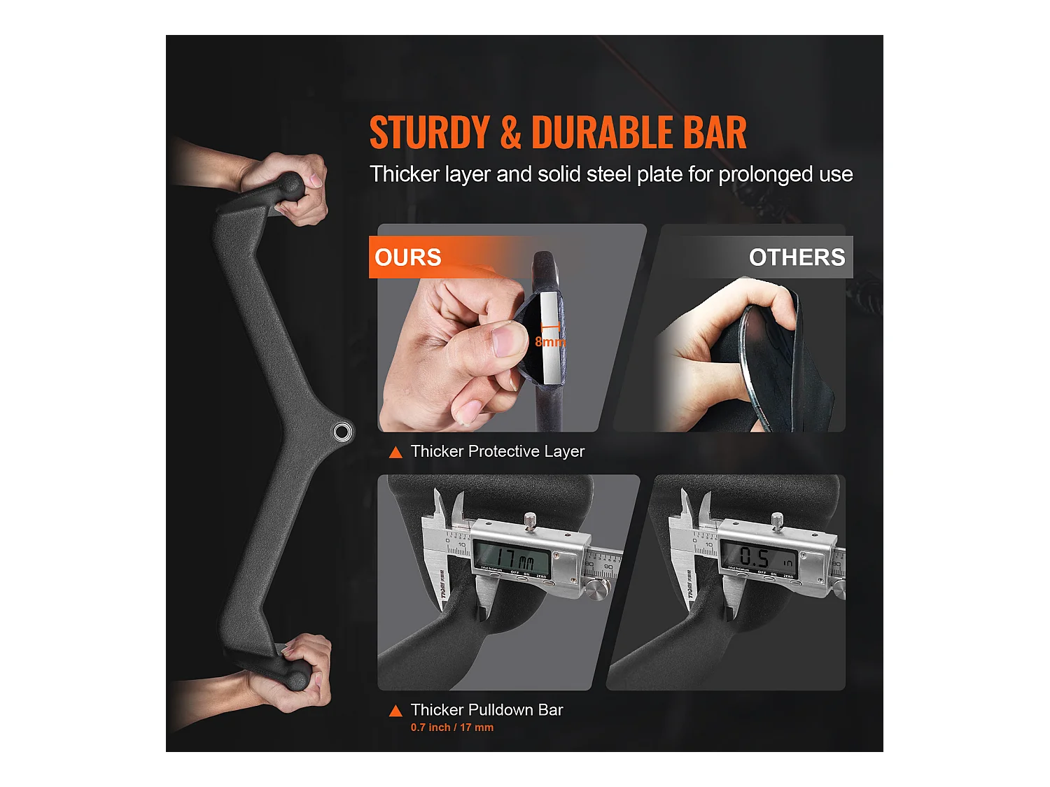 Barre de Tirage en V SucceBuy, Ensemble de 5 Barres en T et en V pour Machine à Câble, Accessoires pour Machine à Poulie Gym Musculation, Acier Massif