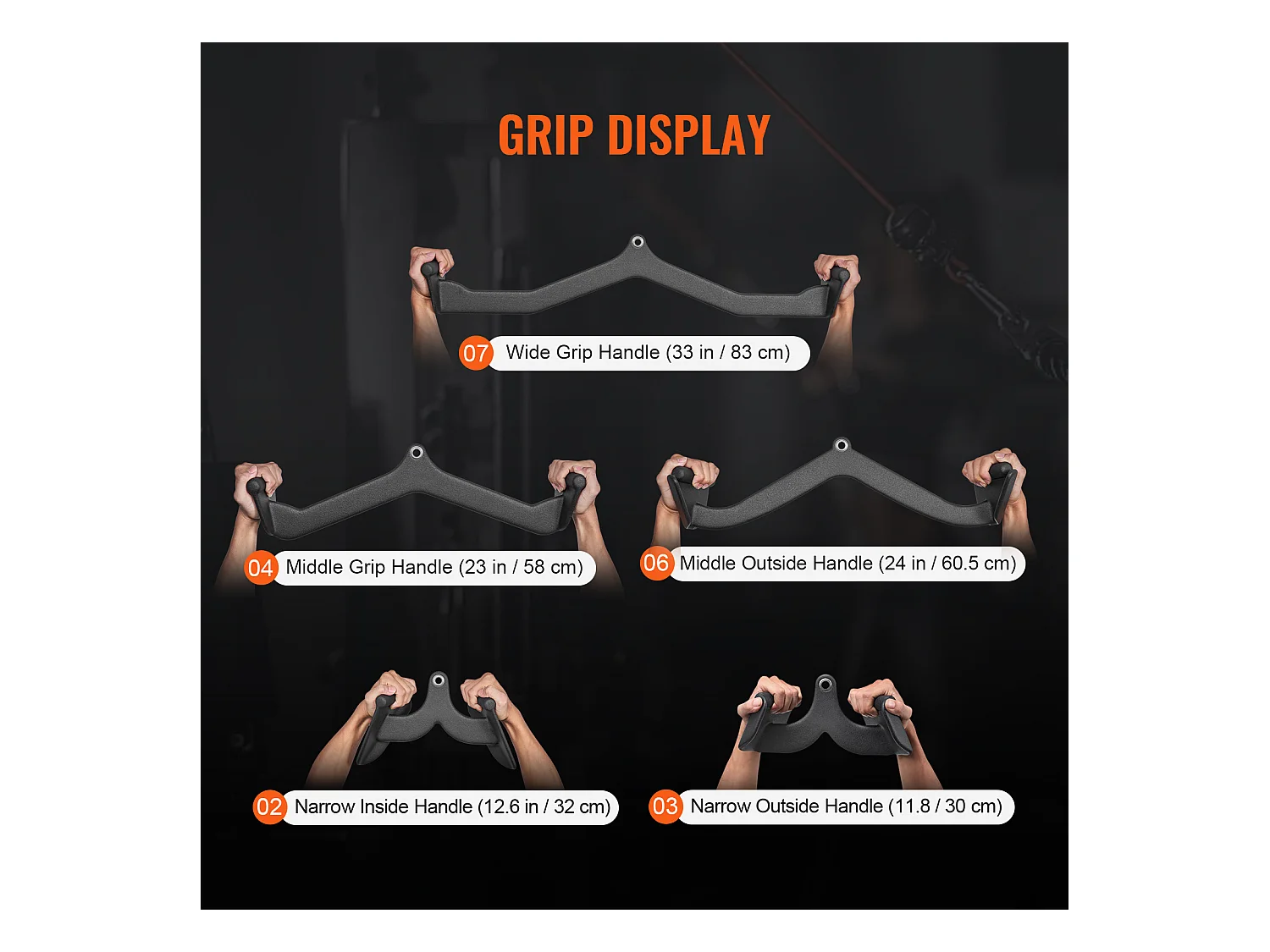 Barre de Tirage en V SucceBuy, Ensemble de 5 Barres en T et en V pour Machine à Câble, Accessoires pour Machine à Poulie Gym Musculation, Acier Massif