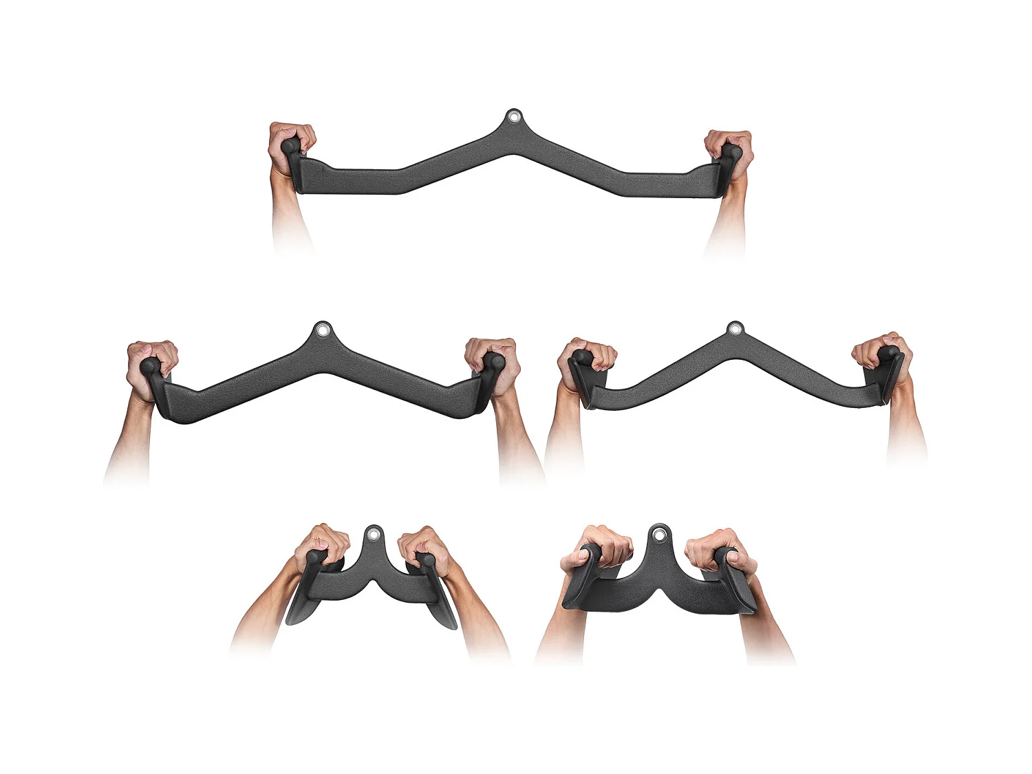 Barre de Tirage en V SucceBuy, Ensemble de 5 Barres en T et en V pour Machine à Câble, Accessoires pour Machine à Poulie Gym Musculation, Acier Massif