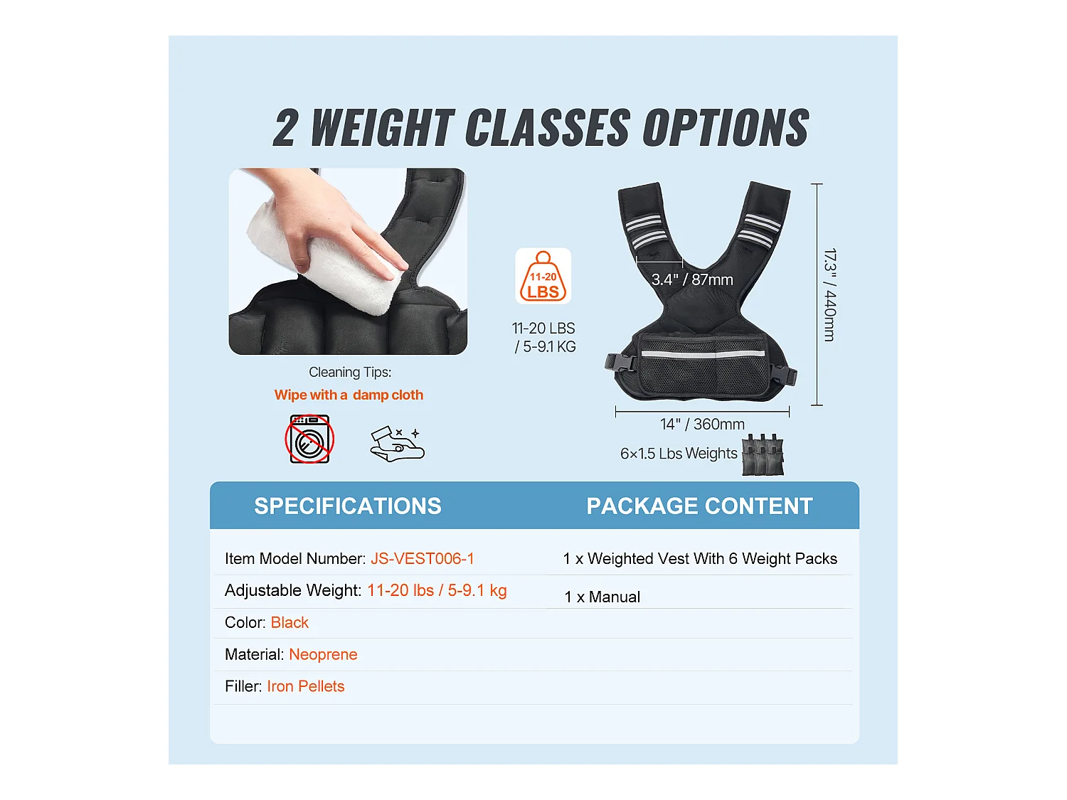 Gilet Lesté Veste de Poids SucceBuy Gilet Lesté Réglable de 5 à 9 kg pour Hommes et Femmes, Entraînement en Force