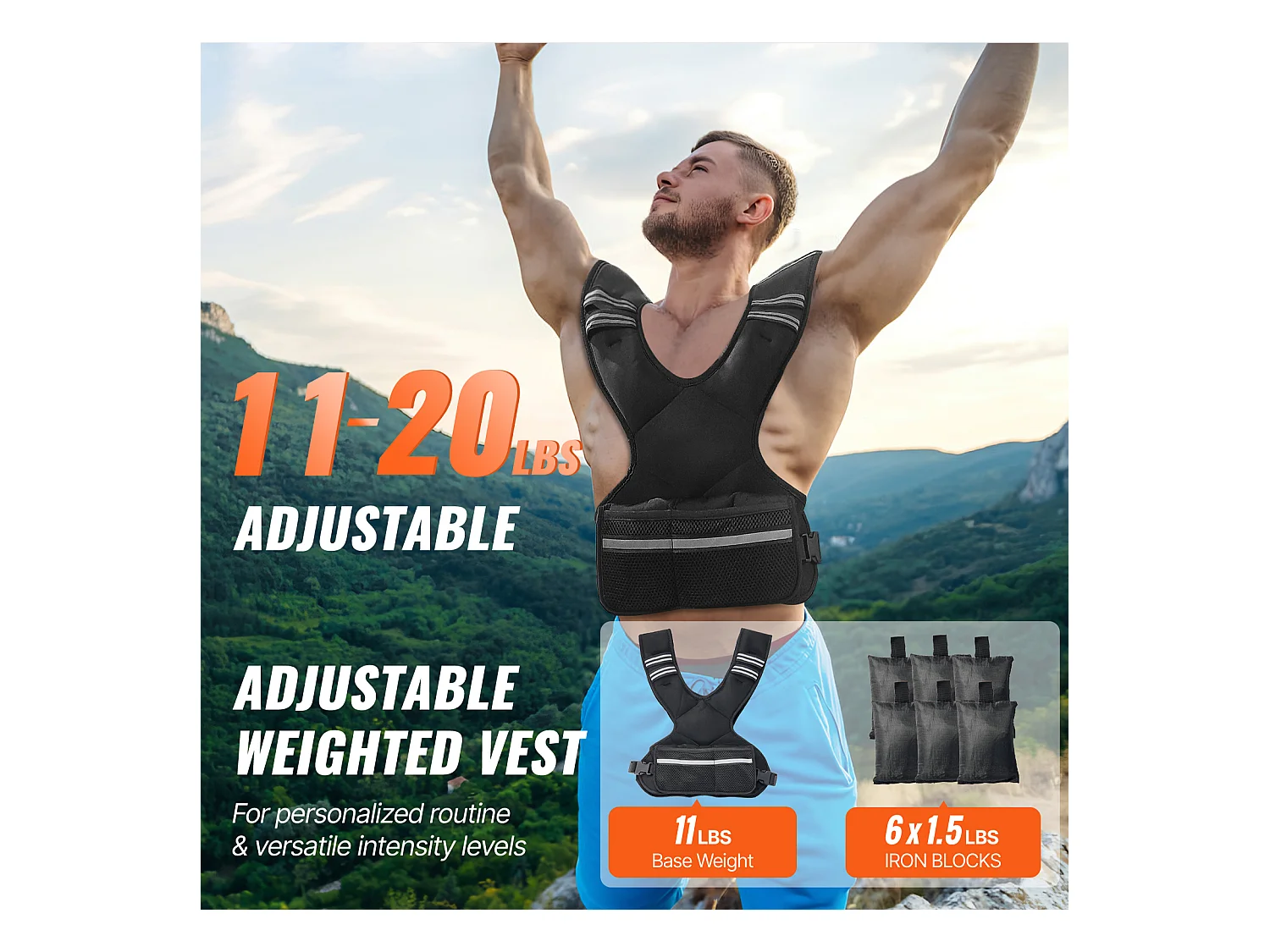 Gilet Lesté Veste de Poids SucceBuy Gilet Lesté Réglable de 5 à 9 kg pour Hommes et Femmes, Entraînement en Force