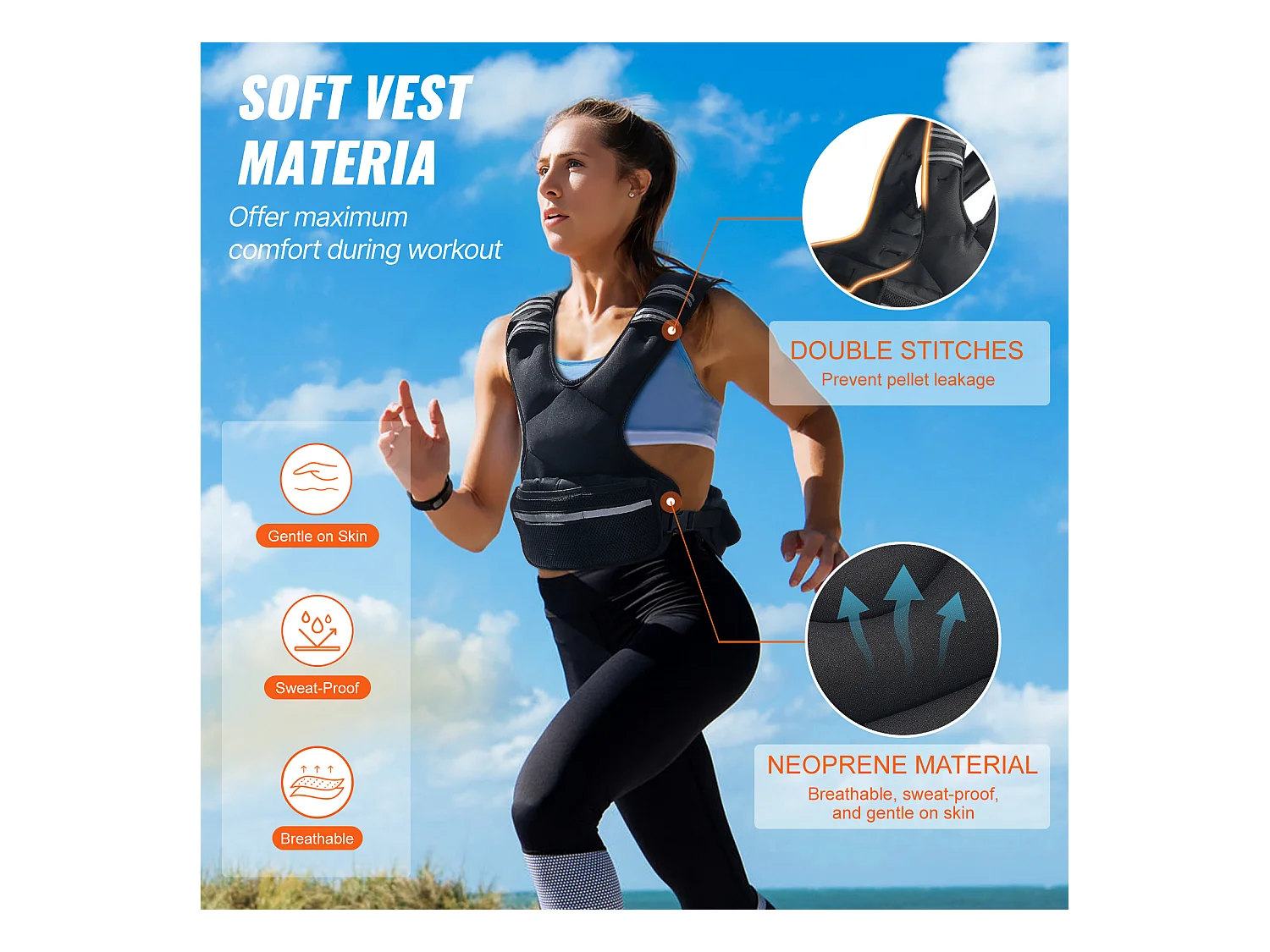 Gilet Lesté Veste de Poids SucceBuy Gilet Lesté Réglable de 5 à 9 kg pour Hommes et Femmes, Entraînement en Force