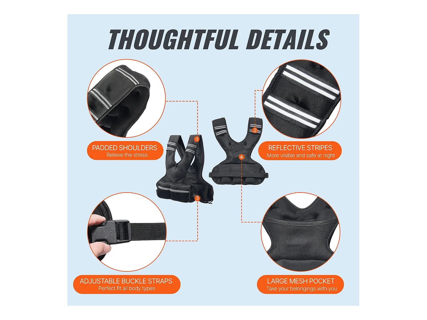 Gilet Lesté Veste de Poids SucceBuy Gilet Lesté Réglable de 5 à 9 kg pour Hommes et Femmes, Entraînement en Force