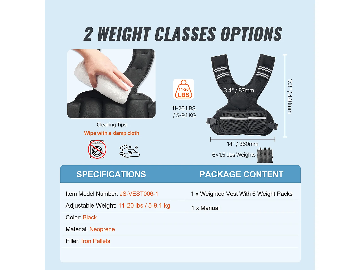 Gilet Lesté Veste de Poids SucceBuy Gilet Lesté Réglable de 5 à 9 kg pour Hommes et Femmes, Entraînement en Force