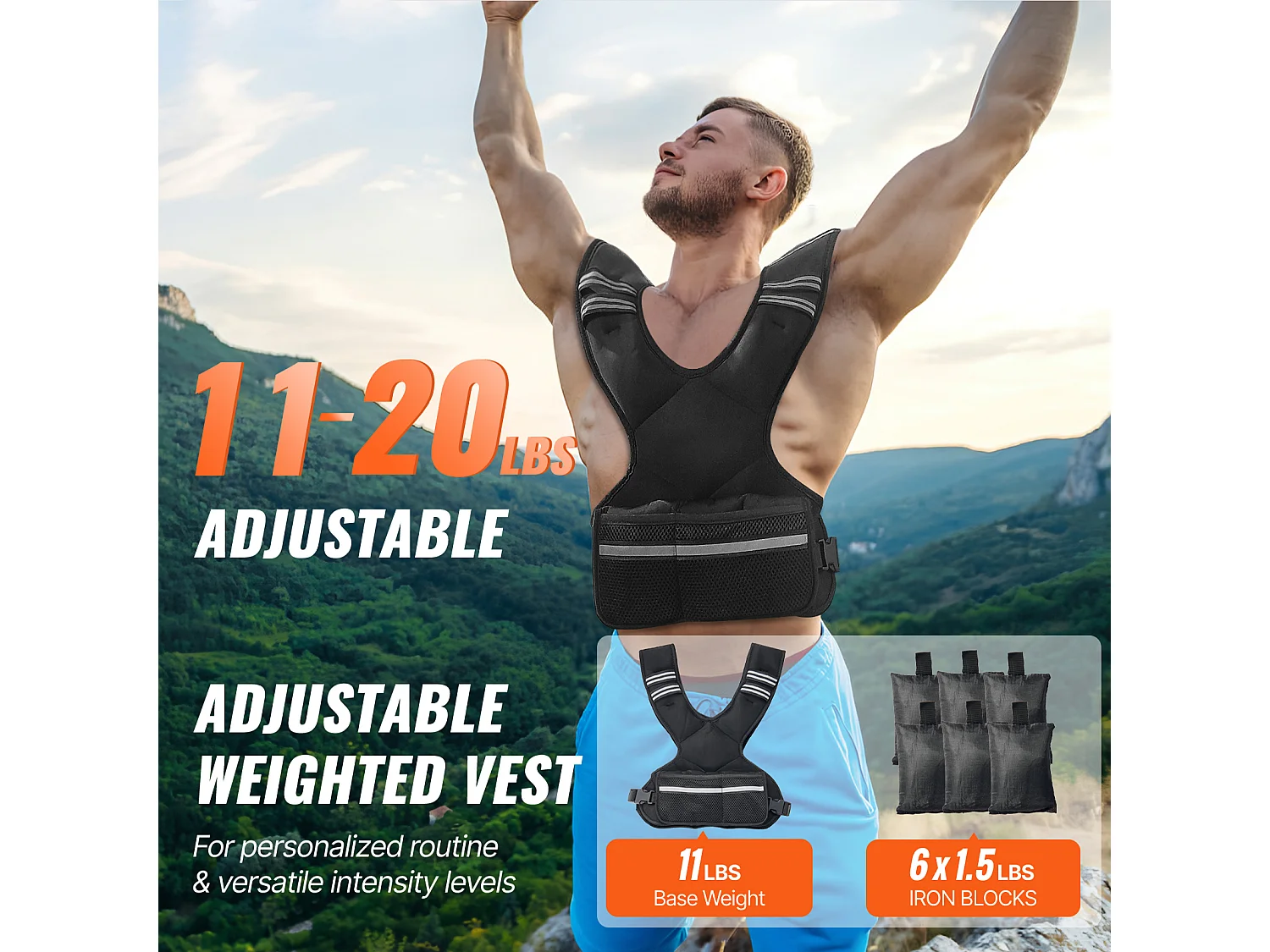 Gilet Lesté Veste de Poids SucceBuy Gilet Lesté Réglable de 5 à 9 kg pour Hommes et Femmes, Entraînement en Force