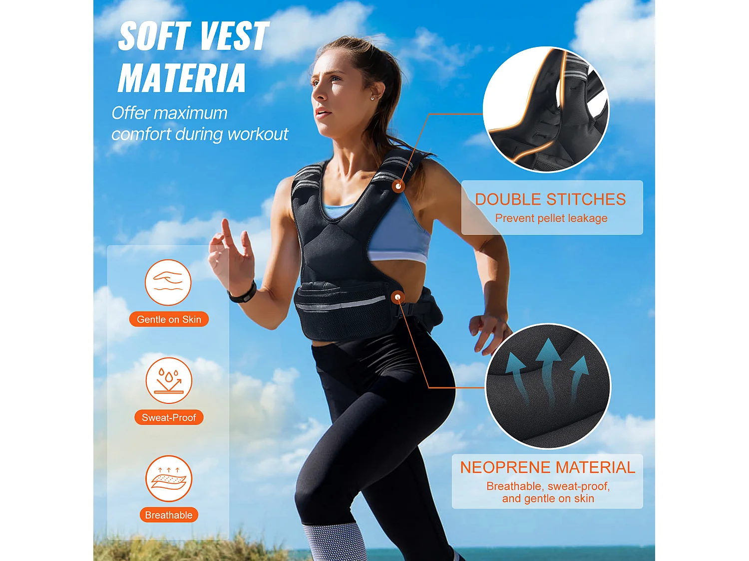 Gilet Lesté Veste de Poids SucceBuy Gilet Lesté Réglable de 5 à 9 kg pour Hommes et Femmes, Entraînement en Force