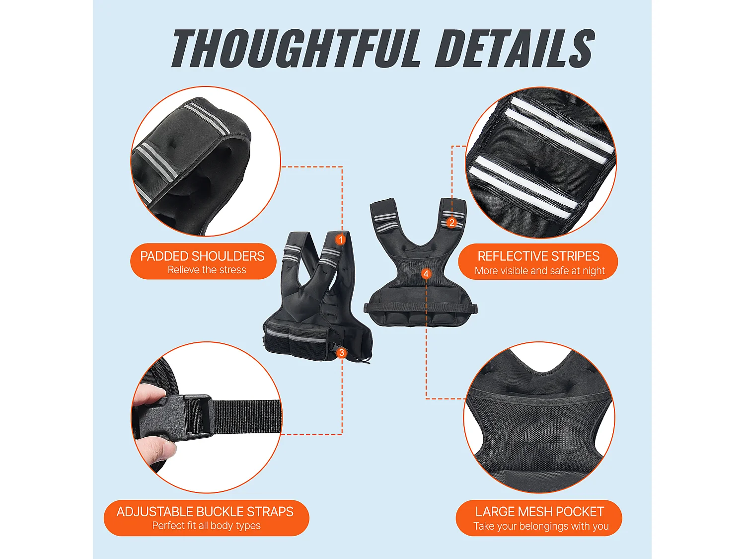 Gilet Lesté Veste de Poids SucceBuy Gilet Lesté Réglable de 5 à 9 kg pour Hommes et Femmes, Entraînement en Force