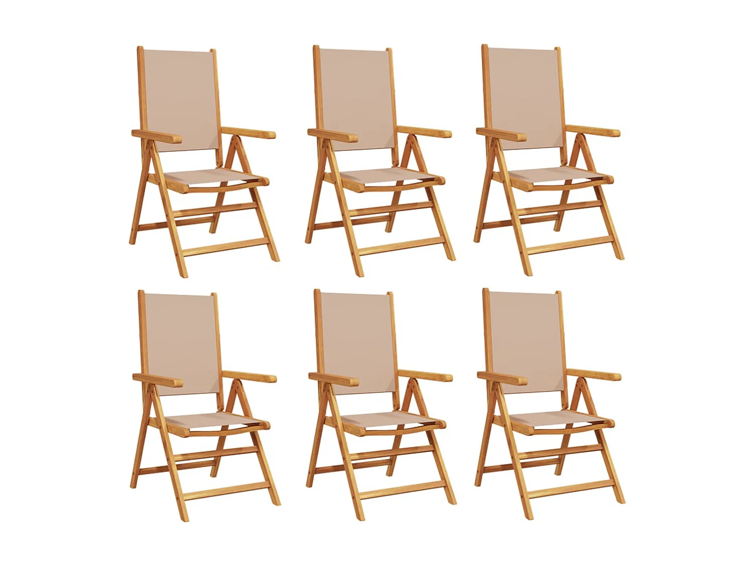 Cadeiras jardim reclin. 6 pcs tecido e madeira maciça