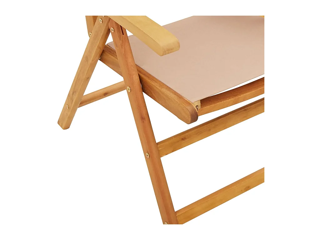 Sedie Giardino Reclinabili 6pz Tortora Tessuto e Legno Massello