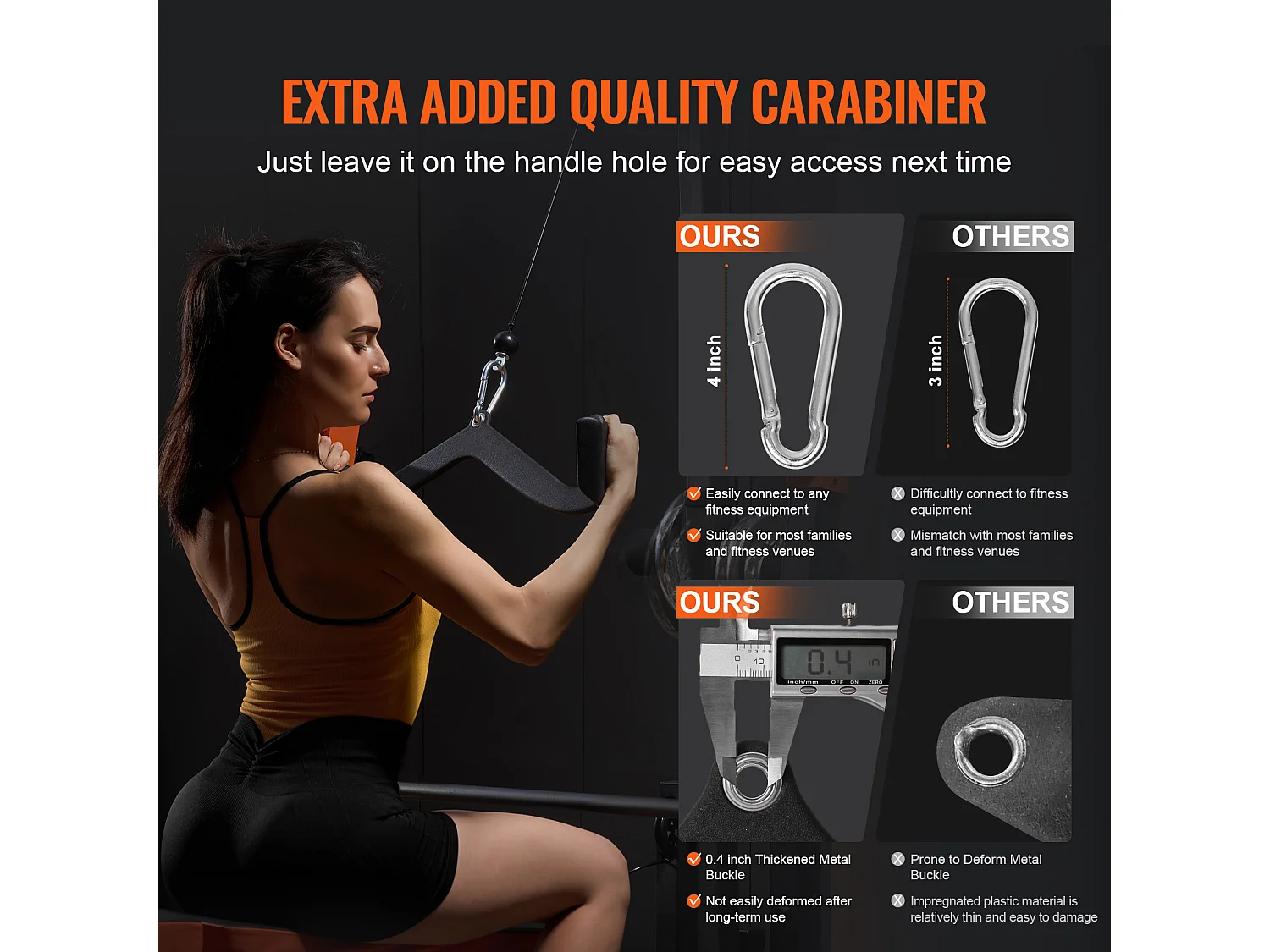 Barre de Tirage en V SucceBuy, Accessoire de Traction Latérale pour Machine à Câble, Barre de Traction pour Triceps, Entraînement de Force du Dos, No.6