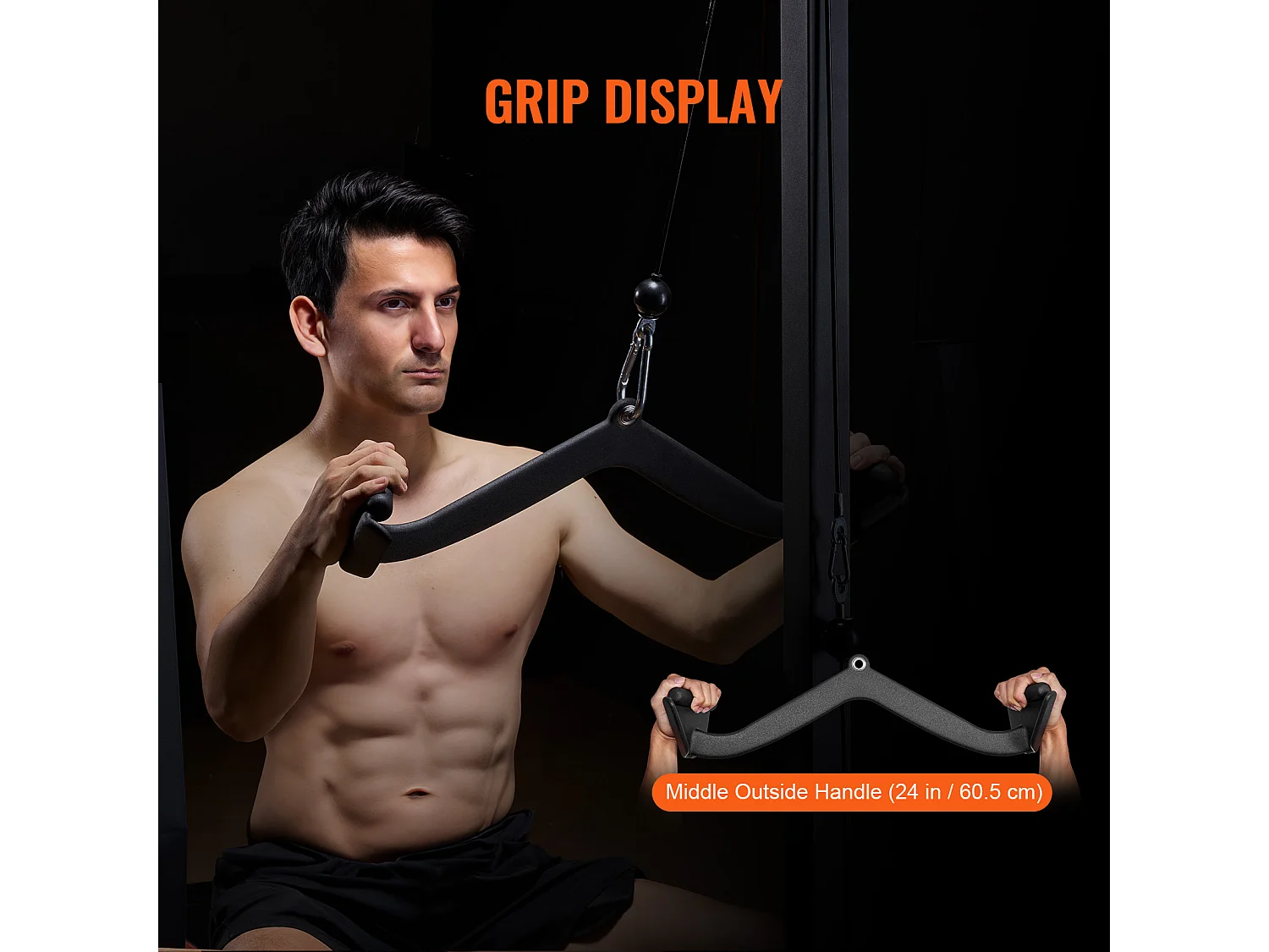 Barre de Tirage en V SucceBuy, Accessoire de Traction Latérale pour Machine à Câble, Barre de Traction pour Triceps, Entraînement de Force du Dos, No.6