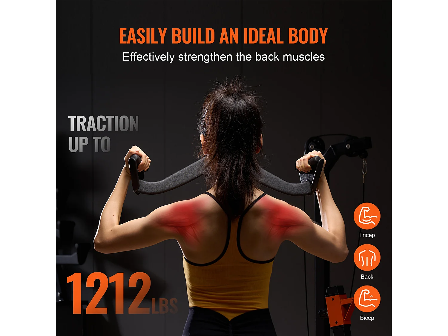 Barre de Tirage en V SucceBuy, Accessoire de Traction Latérale pour Machine à Câble, Barre de Traction pour Triceps, Entraînement de Force du Dos, No.6