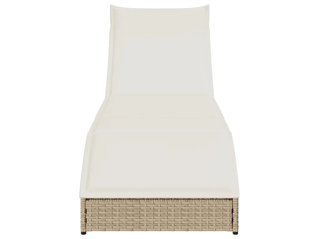 Klappliege mit Auflage und Stauraum Beige Poly-Rattan