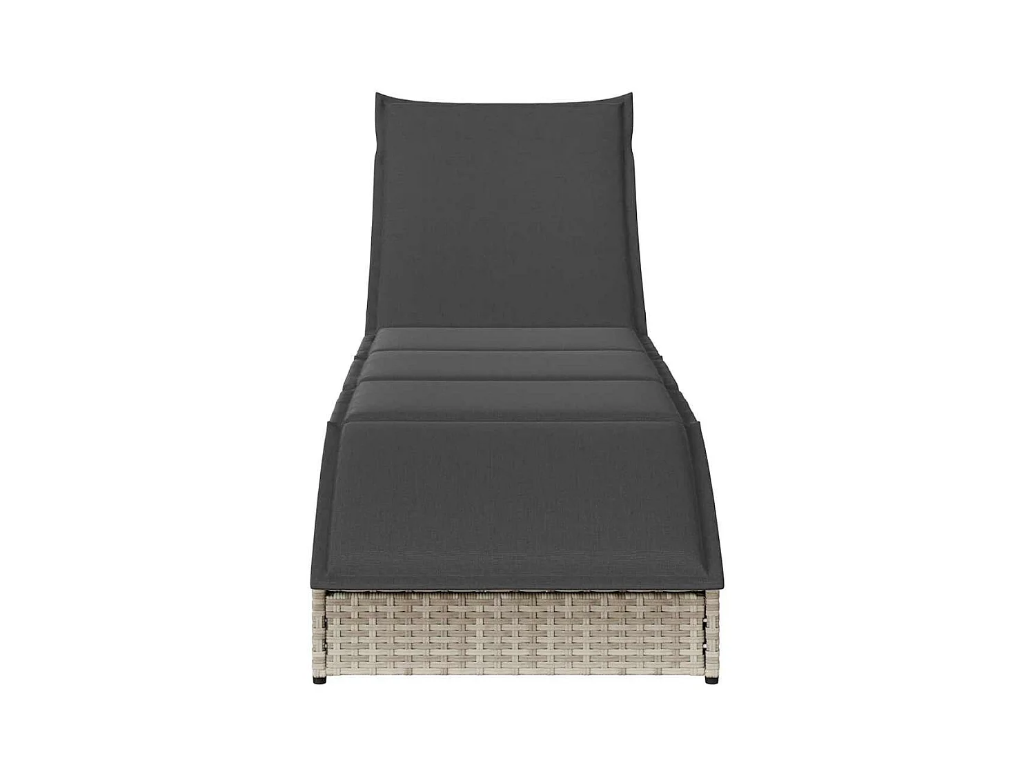 Chaise longue pliante coussin et rangement gris clair polyrotin