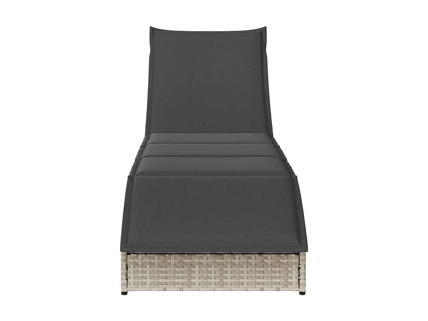 Chaise longue pliante coussin et rangement gris clair polyrotin