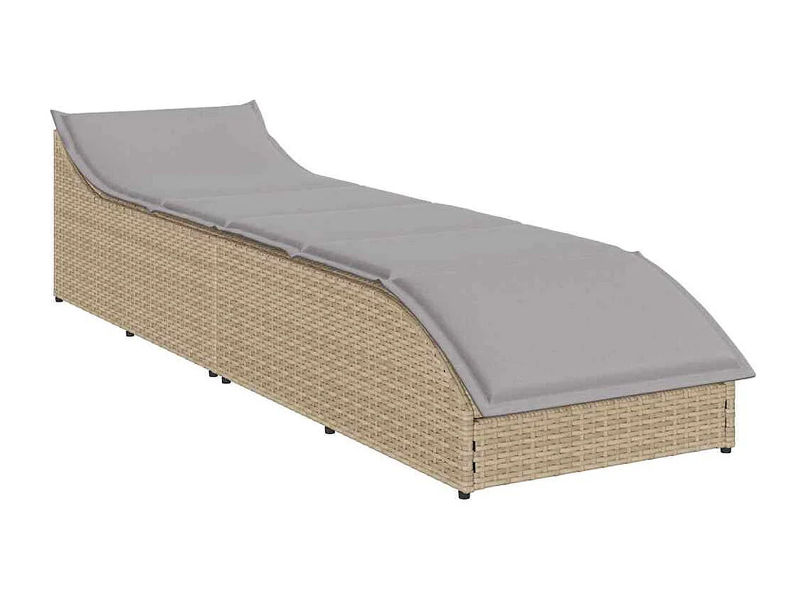 Tumbona plegable con cojín y espacio beige ratán sintético